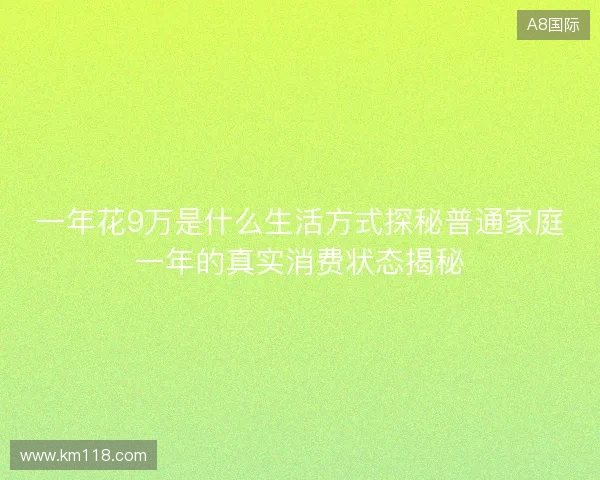 一年花9万是什么生活方式探秘普通家庭一年的真实消费状态揭秘
